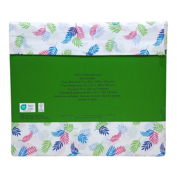 Kate Spade Twin Sheet Set 100% Cotton Percale Palm Trees Floral - Picture 3 of 7